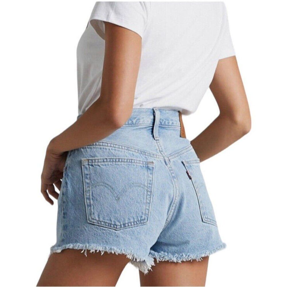 Levi's Levis 501 Premium Women Cuf Off Denim Shorts Size 27 Button Fly Big E EUC